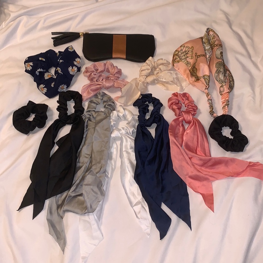Silk ribbon hair scrunchies assortment